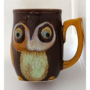 Mug/Cup-Gibson-Owl-Brown-Gold-Whimsical-Lightly Embossed-Holds 12 oz (1.5 Cups)